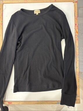 DONNI. Black Long Sleeve Crewneck Top